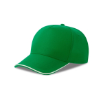 Boné de basebol de poliéster reciclado de 5 painéis 220 g/m2 cor verde