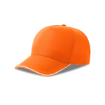 Boné de basebol de poliéster reciclado de 5 painéis 220 g/m2 cor cor-de-laranja