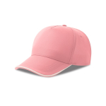 Boné de basebol de poliéster reciclado de 5 painéis 220 g/m2 cor cor-de-rosa claro
