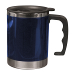 Caneca térmica de aço inoxidável e tampa com fecho deslizante cor azul primeira vista