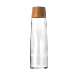 Garrafa de vidro sustentável premium com tampa de bambu 750 ml cor castanho-claro