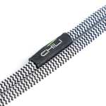 Cordão de rPET com suporte para levar o telemóvel e mosquetão duplo cor branco/preto