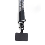 Cordão de rPET com suporte para levar o telemóvel e mosquetão duplo cor branco/preto