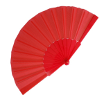 Leque de poliéster colorido com cabo de plástico personalizável cor vermelho