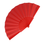 Leque de poliéster colorido com cabo de plástico personalizável cor vermelho segunda vista