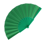 Leque de poliéster colorido com cabo de plástico personalizável cor verde