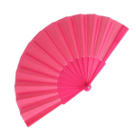 Leque de poliéster colorido com cabo de plástico personalizável cor cor-de-rosa