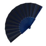 Leque de poliéster colorido com cabo de plástico personalizável cor azul-escuro