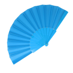 Leque de poliéster colorido com cabo de plástico personalizável cor azul-claro segunda vista