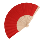 Leque de rPET colorido com cabo de madeira personalizável cor vermelho
