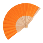Leque de rPET colorido com cabo de madeira personalizável cor cor-de-laranja