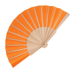 Leque de rPET colorido com cabo de madeira personalizável cor cor-de-laranja segunda vista