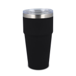 Copo térmico com interior de cerâmica e tampa transparente 500 ml cor preto
