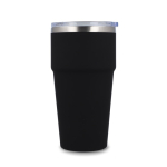 Copo térmico com interior de cerâmica e tampa transparente 500 ml cor preto terceira vista