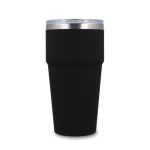 Copo térmico com interior de cerâmica e tampa transparente 500 ml cor preto quarta vista