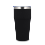 Copo térmico com interior de cerâmica e tampa transparente 500 ml cor preto quinta vista