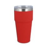 Copo térmico com interior de cerâmica e tampa transparente 500 ml cor vermelho