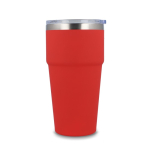 Copo térmico com interior de cerâmica e tampa transparente 500 ml cor vermelho terceira vista