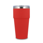 Copo térmico com interior de cerâmica e tampa transparente 500 ml cor vermelho quarta vista
