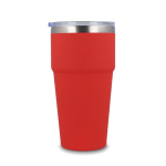 Copo térmico com interior de cerâmica e tampa transparente 500 ml cor vermelho quinta vista