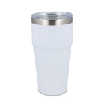 Copo térmico com interior de cerâmica e tampa transparente 500 ml cor branco