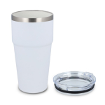Copo térmico com interior de cerâmica e tampa transparente 500 ml cor branco segunda vista