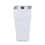 Copo térmico com interior de cerâmica e tampa transparente 500 ml cor branco terceira vista