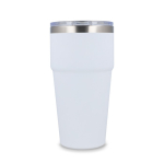 Copo térmico com interior de cerâmica e tampa transparente 500 ml cor branco quarta vista