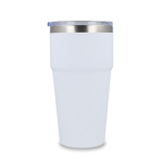 Copo térmico com interior de cerâmica e tampa transparente 500 ml cor branco quinta vista
