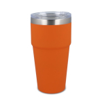 Copo térmico com interior de cerâmica e tampa transparente 500 ml cor cor-de-laranja