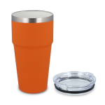 Copo térmico com interior de cerâmica e tampa transparente 500 ml cor cor-de-laranja segunda vista