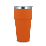 Copo térmico com interior de cerâmica e tampa transparente 500 ml cor cor-de-laranja terceira vista