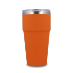 Copo térmico com interior de cerâmica e tampa transparente 500 ml cor cor-de-laranja quarta vista