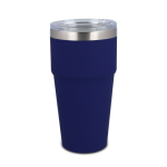 Copo térmico com interior de cerâmica e tampa transparente 500 ml cor azul-escuro