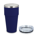 Copo térmico com interior de cerâmica e tampa transparente 500 ml cor azul-escuro segunda vista
