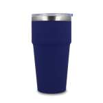 Copo térmico com interior de cerâmica e tampa transparente 500 ml cor azul-escuro terceira vista