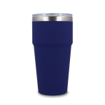 Copo térmico com interior de cerâmica e tampa transparente 500 ml cor azul-escuro quarta vista