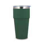 Copo térmico com interior de cerâmica e tampa transparente 500 ml cor verde oliva terceira vista