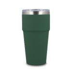Copo térmico com interior de cerâmica e tampa transparente 500 ml cor verde oliva quarta vista