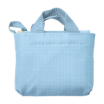 Saco de compras de tecido Oxford com estojo a condizer para o dobrar cor azul-claro primeira vista