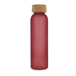 Garrafa de vidro reciclado esmerilado com tampa de cortiça 500 ml cor vermelho segunda vista