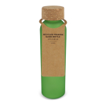 Garrafa de vidro reciclado esmerilado com tampa de cortiça 500 ml cor verde