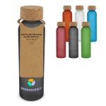 Garrafa de vidro reciclado esmerilado com tampa de cortiça 500 ml