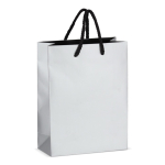Saco-oferta de papel com asas e interior de cor preta 18 x 8 x 24 cm cor prateado
