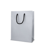 Saco-oferta de papel com asas e interior de cor preta 18 x 8 x 24 cm cor prateado terceira vista