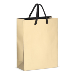Saco-oferta de papel com asas e interior de cor preta 18 x 8 x 24 cm cor dourado