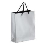 Saco-oferta de papel com asas e interior de cor preta 24 x 10 x 30 cm cor prateado