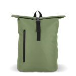 Mochila roll-top de rPET com pequeno fecho de correr frontal de 20 L cor verde oliva