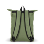 Mochila roll-top de rPET com pequeno fecho de correr frontal de 20 L cor verde oliva quinta vista