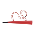 Corneta de plástico com cordão a condizer, ideal para eventos cor vermelho primeira vista